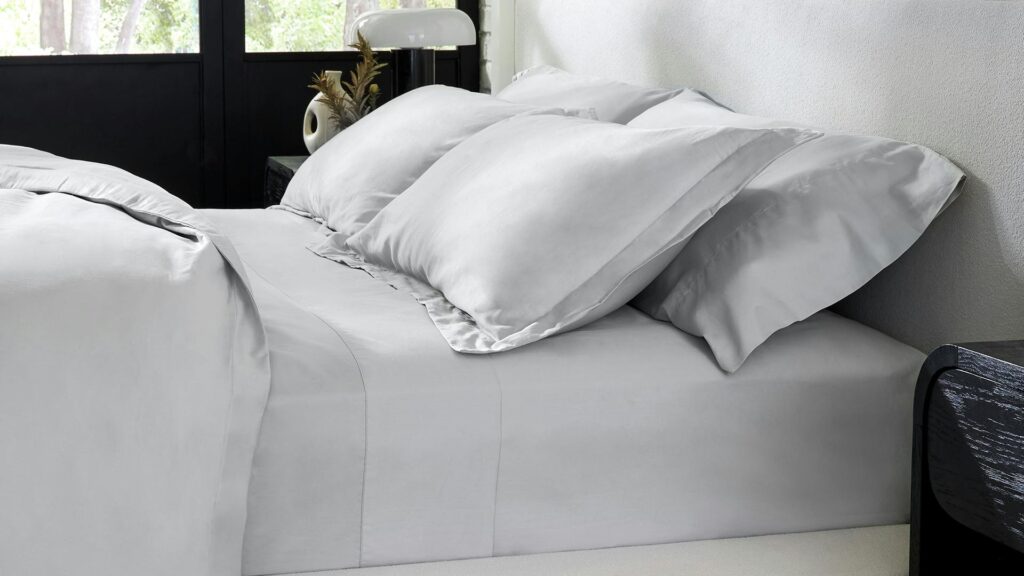 sateen cotton sheet set lifestyle profile grey